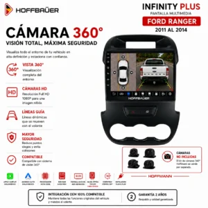 Ford Ranger 2011 al 2014 Pantalla Hoffmann Infinity Plus CarPlay & Android Auto