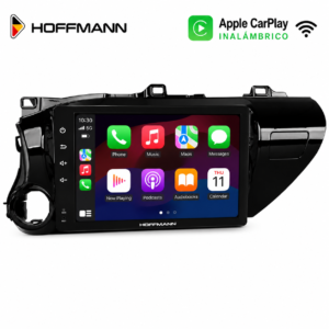 Pantalla multimedia Hoffmann para Toyota Hilux Revo SR, SRV y GR 2016 al 2026 con Apple CarPlay inalámbrico.