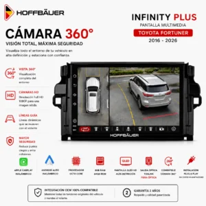 Toyota Fortuner 2016 al 2026 Pantalla Hoffbaüer Infinity Plus CarPlay & Android Auto