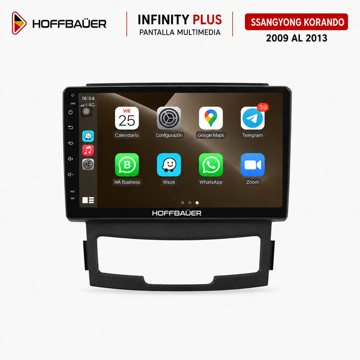 Ssangyong - Korando | 2009 al 2013 Pantalla Hoffbaüer Infinity Plus CarPlay & Android Auto