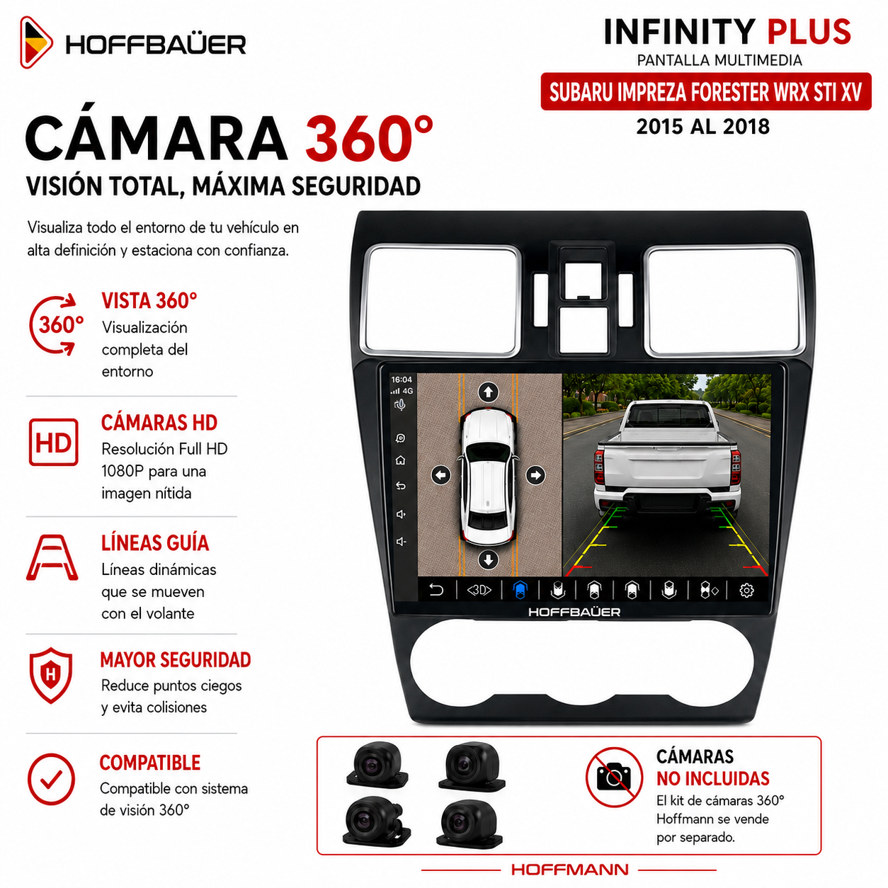 Subaru Impreza Forester WRX STI XV 2015 al 2018 Pantalla Hoffbaüer Infinity Plus CarPlay & Android Auto