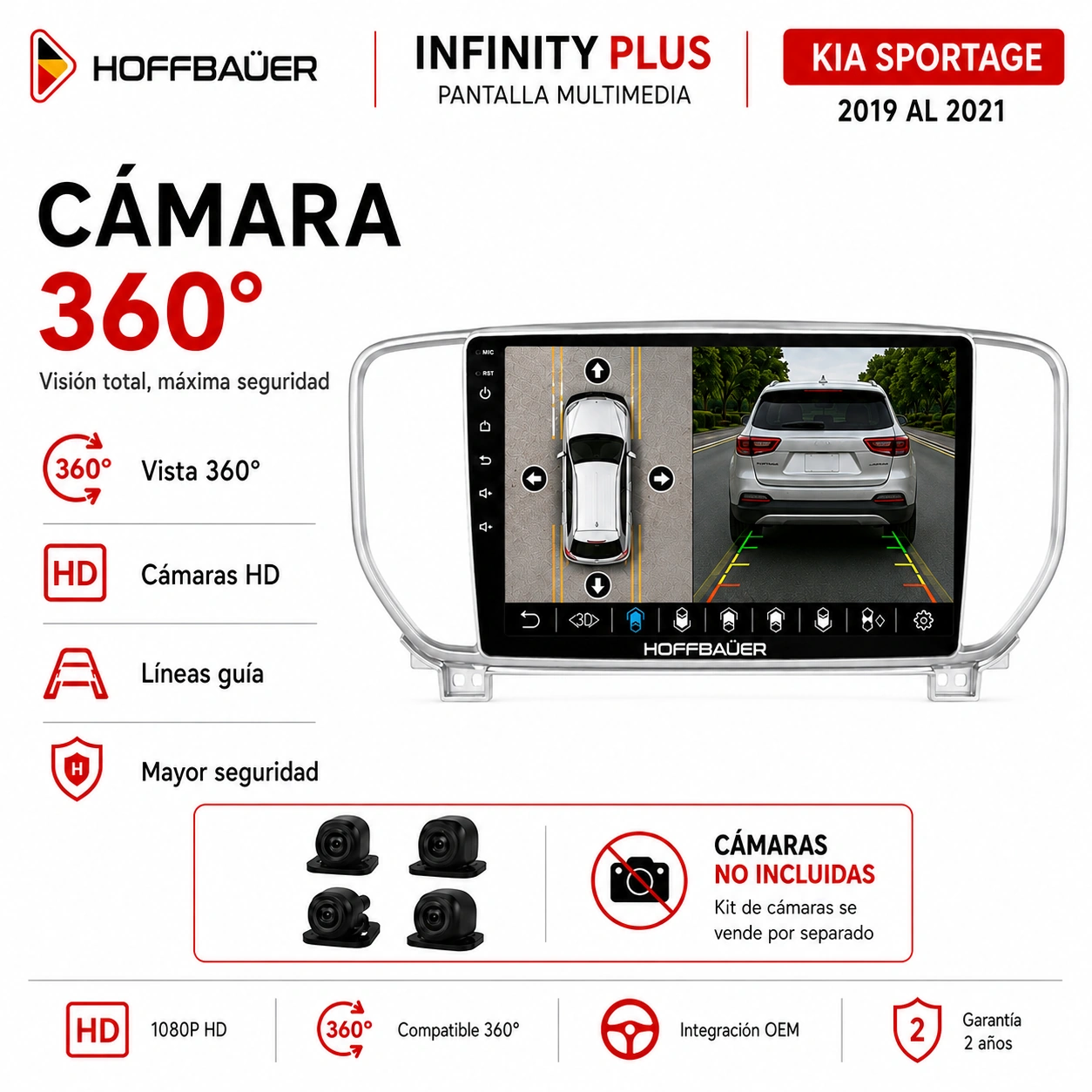 Kia Sportage 2019 al 2021 Pantalla Hoffbaüer Infinity Plus CarPlay & Android Auto - Imagen 2