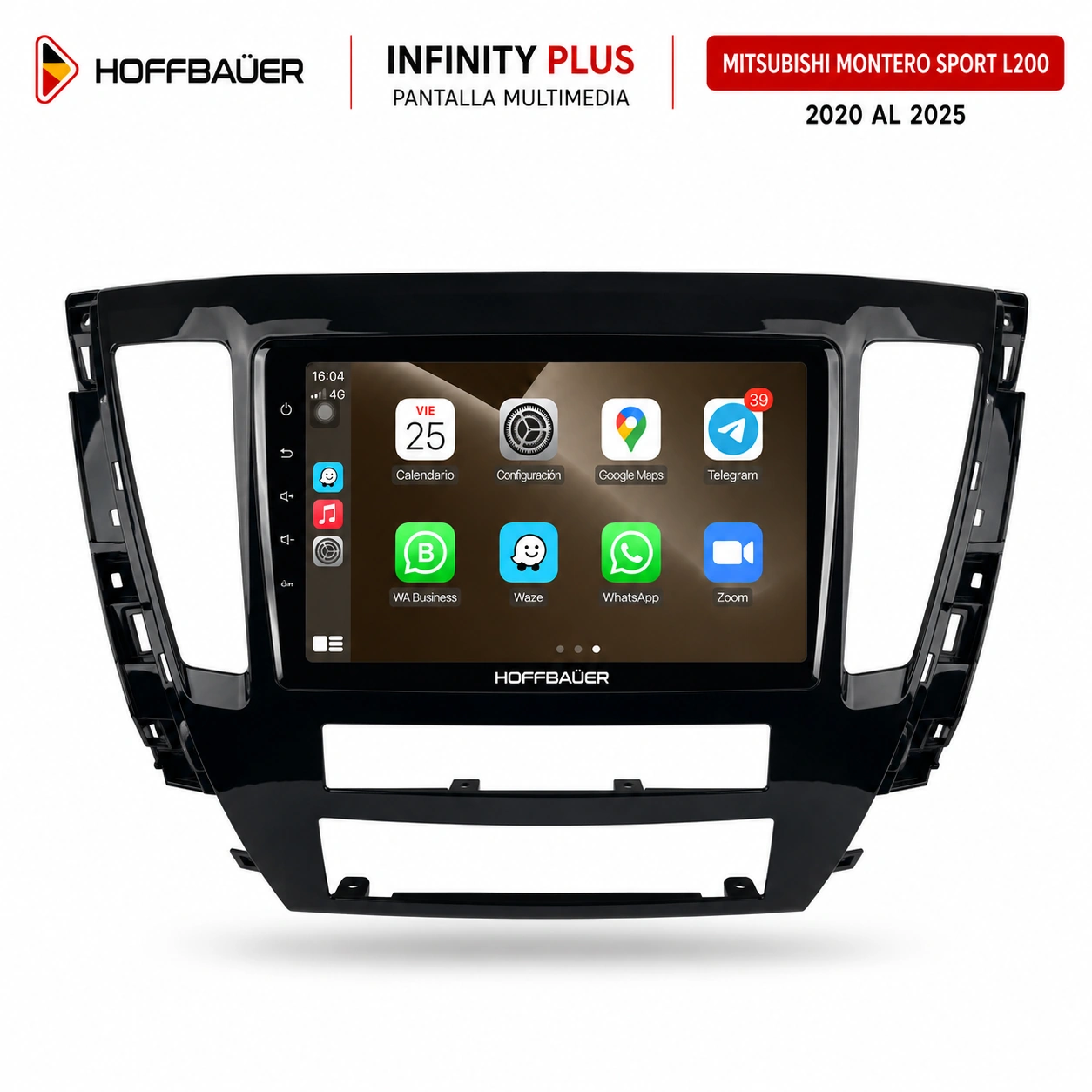 Mitsubishi Montero Sport L200 2020 al 2025 Pantalla Hoffbaüer Infinity Plus CarPlay & Android Auto