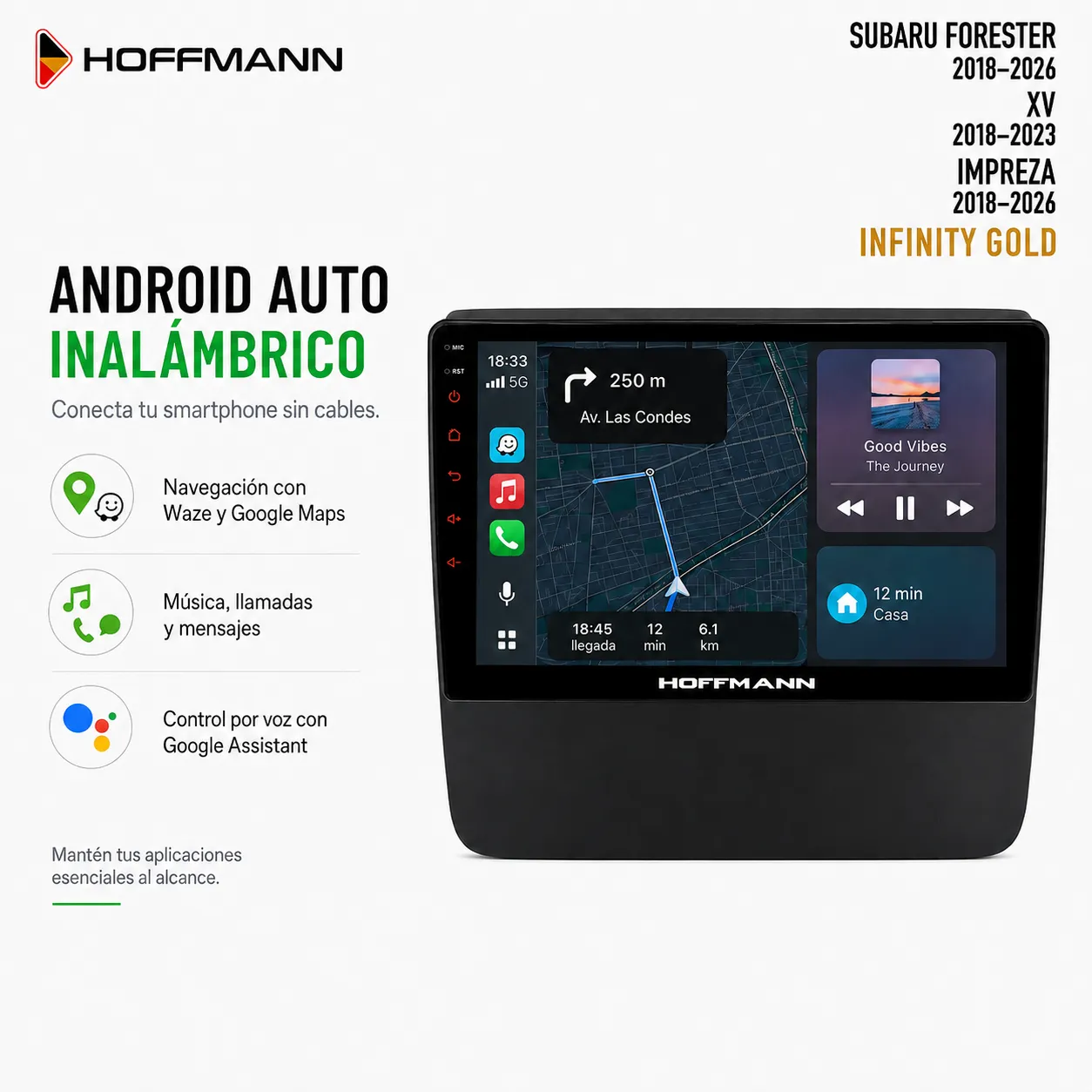Subaru Forester | XV | Impreza 2018 al 2026 Pantalla Hoffmann Infinity Gold Carplay & Android Auto - Imagen 3