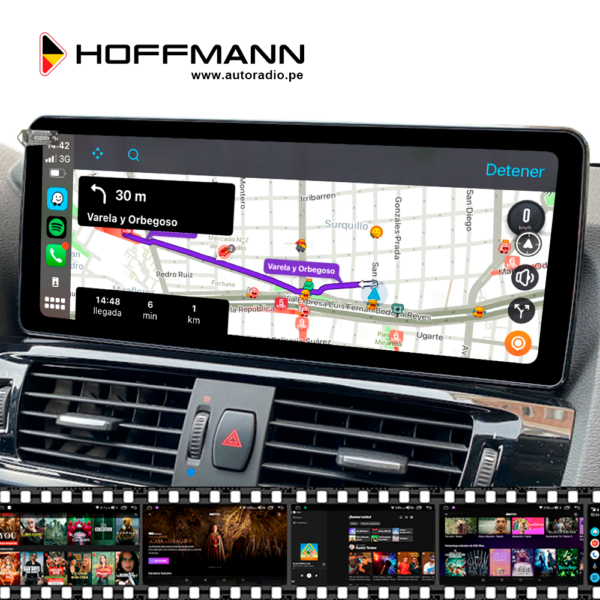 BMW Serie 3 E90 idrive 2005 al 2012 Pantalla Hoffmann OEM Plus CarPlay Android Auto - Imagen 3