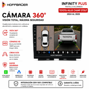 Toyota Hilux Champ Stout 2024 al 2025 Pantalla Hoffbaüer Infinity Plus CarPlay & Android Auto