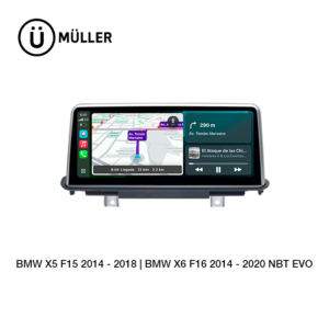 Lleva tu BMW X5 F15 2014 - 2018 | X6 F16 2014 - 2020 al siguiente nivel con Müller equipada con tecnología apple CarPlay & Android Auto X5 xDrive35i, X5 xDrive50i, X5 xDrive30d, X5 xDrive40e, X5 M50d, X5 xDrive25d X6 xDrive35i, X6 xDrive50i, X6 xDrive30d, X6 M, X6 xDrive40d