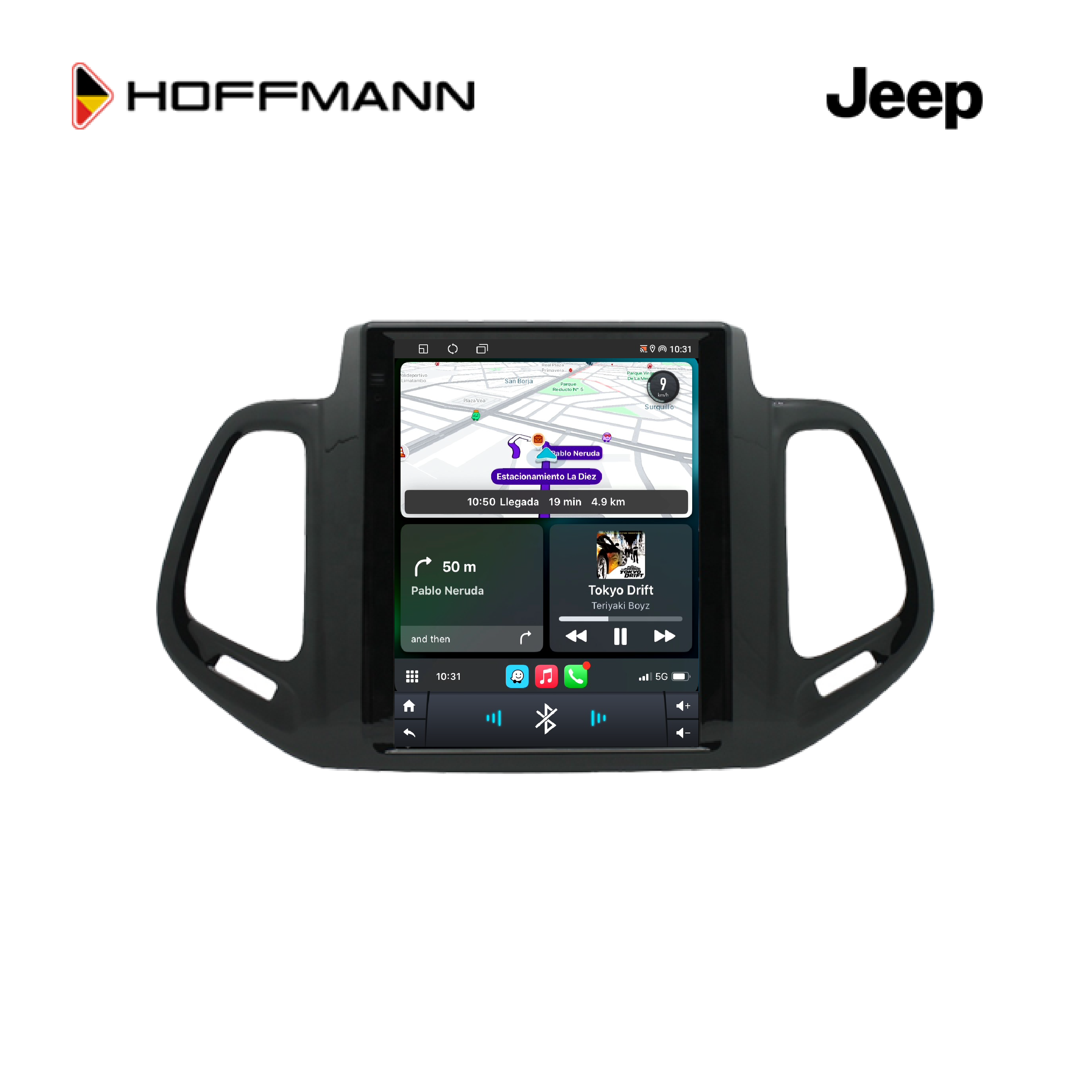 Pantalla Vertical Tipo Tesla Hoffmann Infinity Gold 9.7” para Jeep Compass 2016–2024 con CarPlay, Android Auto inalámbricos
