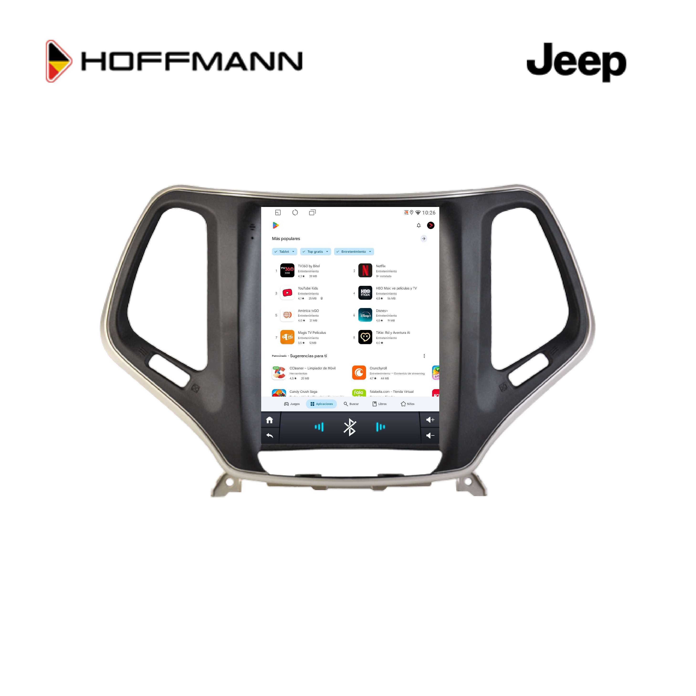 Jeep Cherokee Sport Latitude Longitude Altitude Trailhawk 2014 2023 Pantalla Vertical Tipo Tesla Hoffmann Infinity Gold CarPlay Android Auto