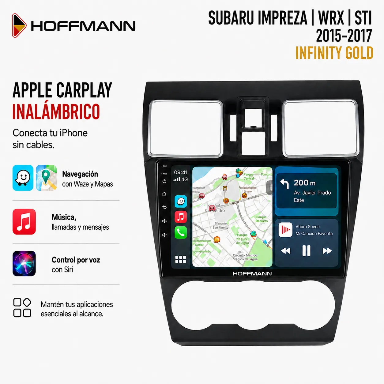 Subaru Impreza Forester | WRX | STI 2015 al 2017 Pantalla Hoffmann Infinity Gold Carplay & Android Auto - Imagen 5