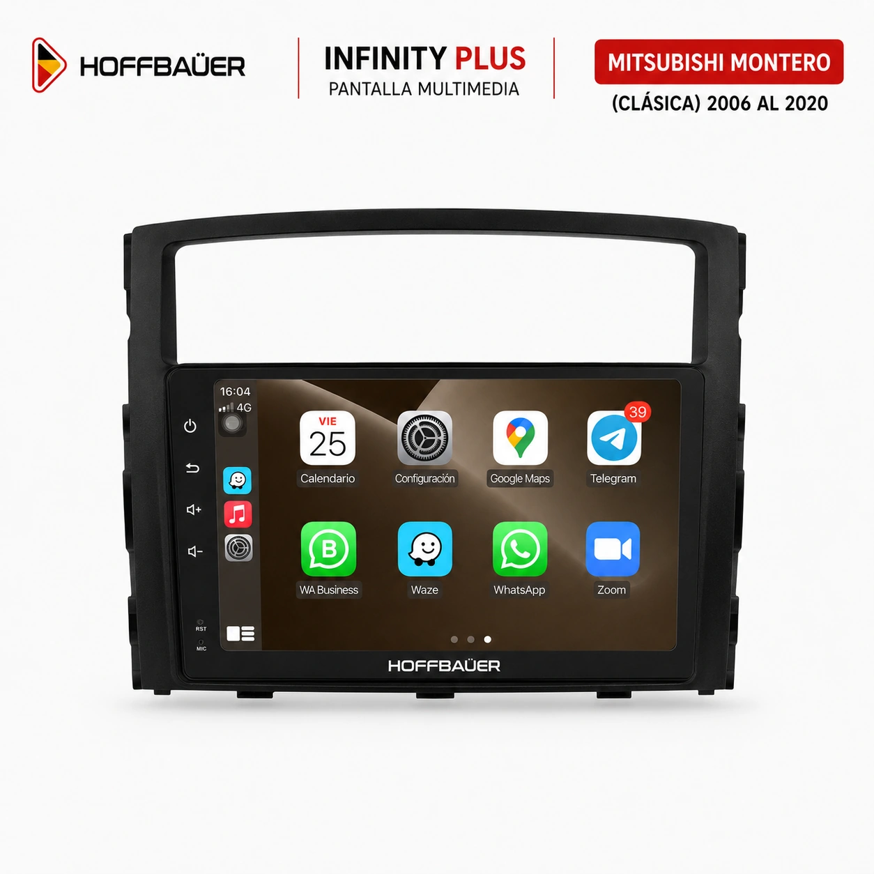 Mitsubishi Montero (Clásica) 2006 al 2020 Pantalla Hoffbaüer Infinity Plus CarPlay & Android Auto
