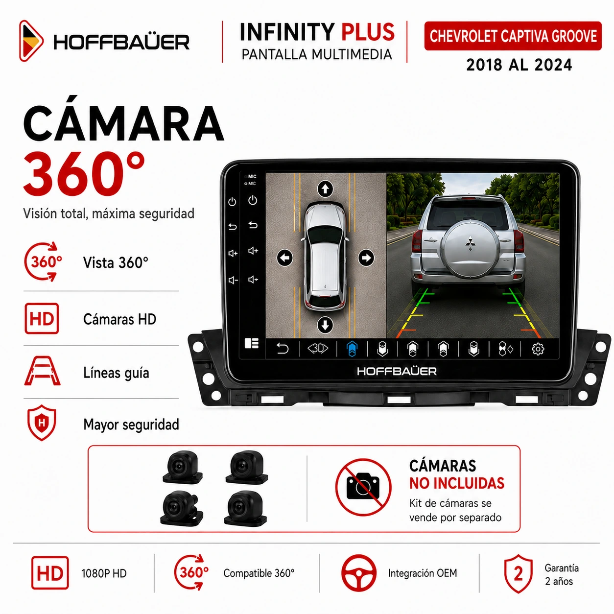 Chevrolet Captiva Groove 2018 al 2024 Pantalla Hoffbaüer Infinity Plus CarPlay & Android Auto - Imagen 2